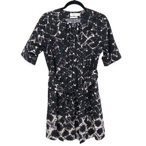 Thakoon Target Shibori Dress Womens XS Black Abstract Twee Classic Career Boho